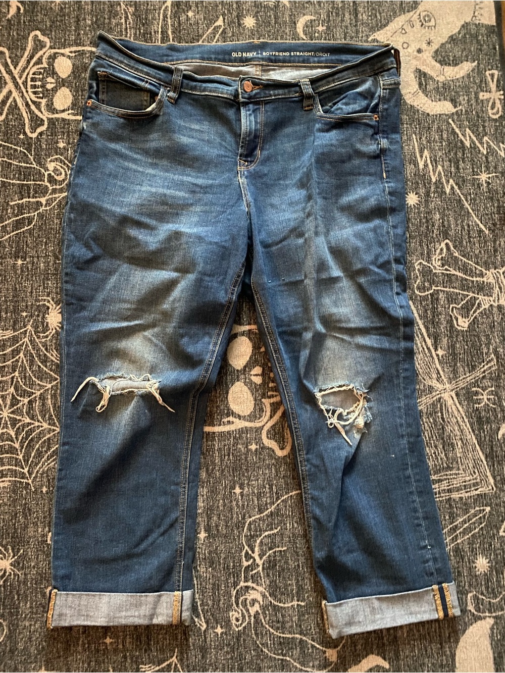 Old Navy Blue Distressed Boyfriend Jeans